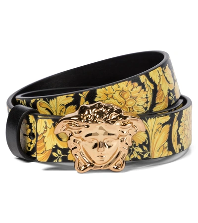 Shop Versace Medusa Barocco Reversible Leather Belt In Black