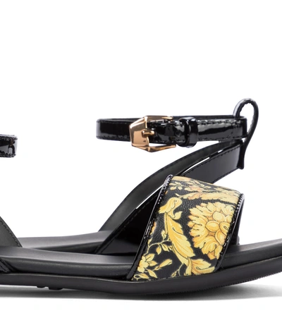 Shop Versace Barocco Patent Leather Sandals In Black