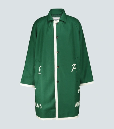 Shop Bode Garfield Downs Blanket Wool Coat In Green