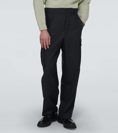 Shop Loewe Cargo Pocket Wool Pants In Black