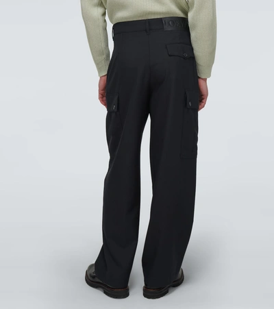 Shop Loewe Cargo Pocket Wool Pants In Black