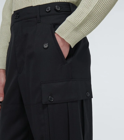 Shop Loewe Cargo Pocket Wool Pants In Black