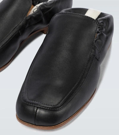 Shop Loewe Pull Tab Leather Loafers In Black