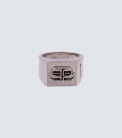 Shop Balenciaga Bb Logo Ring In Silver