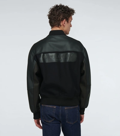 Shop Givenchy Wool And Leather Bomber Jacket In Black