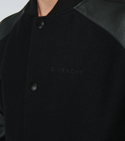 Shop Givenchy Wool And Leather Bomber Jacket In Black