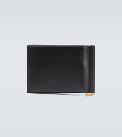 Shop Saint Laurent Tiny Cassandre Leather Wallet In Black