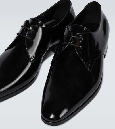 Shop Saint Laurent Wyatt Patent Leather Derby Shoes In Black