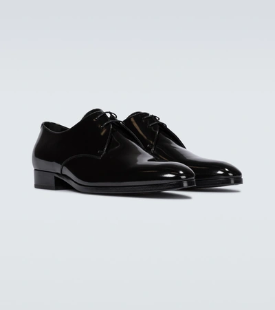 Shop Saint Laurent Wyatt Patent Leather Derby Shoes In Black