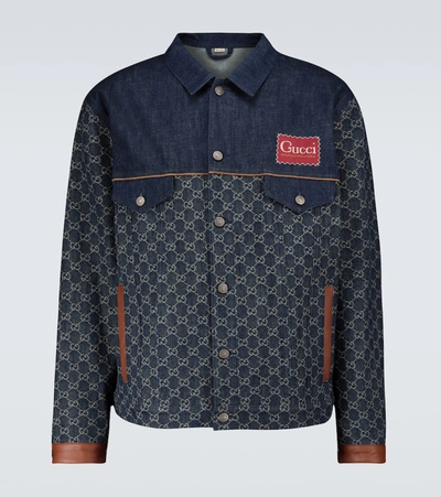 Shop Gucci Eco-washed Organic Gg Denim Jacket In Blue