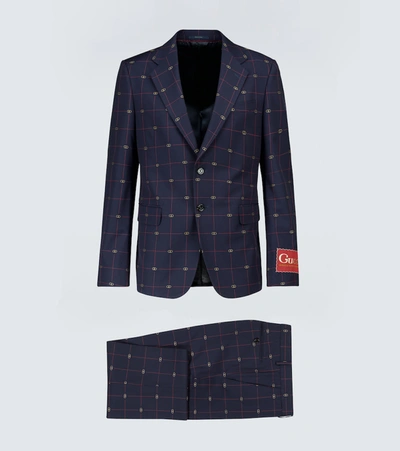 Shop Gucci Gg Wool Suit In Blue