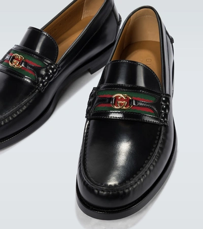 Shop Gucci Interlocking G Leather Loafers In Black