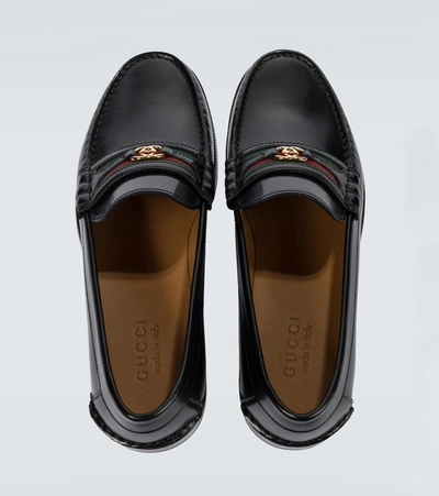 Shop Gucci Interlocking G Leather Loafers In Black