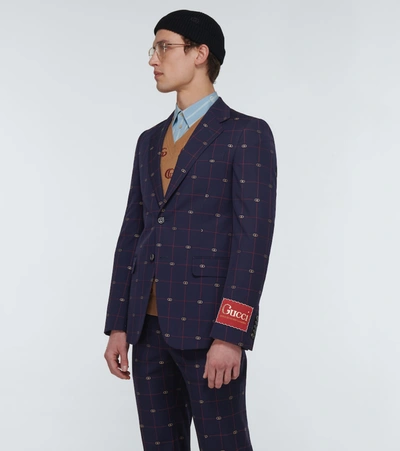 Shop Gucci Gg Wool Suit In Blue
