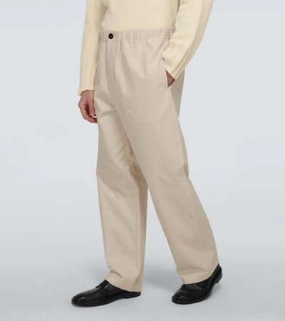 Jil Sander Wide-leg Cotton Pants In Beige