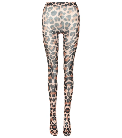 Shop Junya Watanabe Leopard Stretch-jersey Leggings In Beige