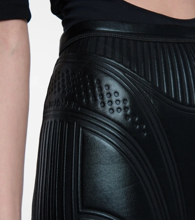 Mugler Black Embossed Iridescent Leggings In Black