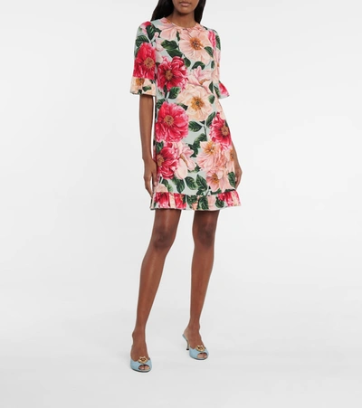 Shop Dolce & Gabbana Floral Cady Minidress In Multicoloured