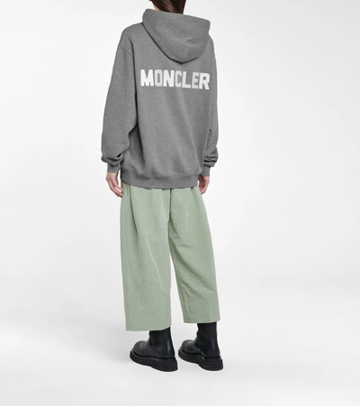 Shop Moncler Cotton-blend Hoodie In Grey