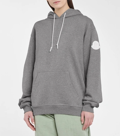 Shop Moncler Cotton-blend Hoodie In Grey