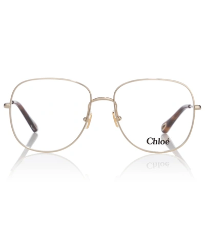 Shop Chloé Joni Square Glasses In Gold