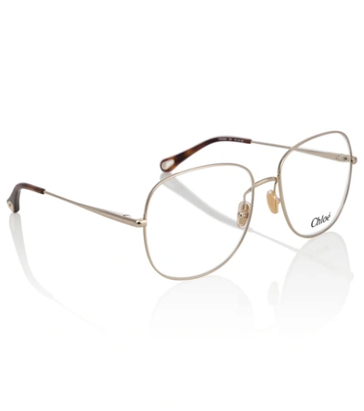 Shop Chloé Joni Square Glasses In Gold