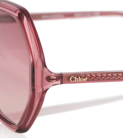 Shop Chloé Esther Hexagonal Sunglasses In Orange