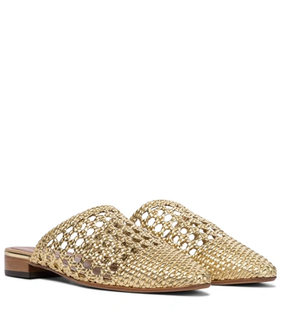 Shop Souliers Martinez Espalmador Leather Mules In Gold