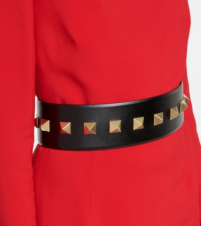 Shop Valentino Roman Stud Leather Belt In Black