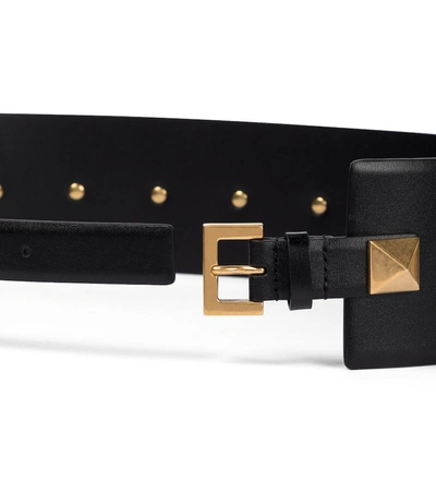 Shop Valentino Roman Stud Leather Belt In Black