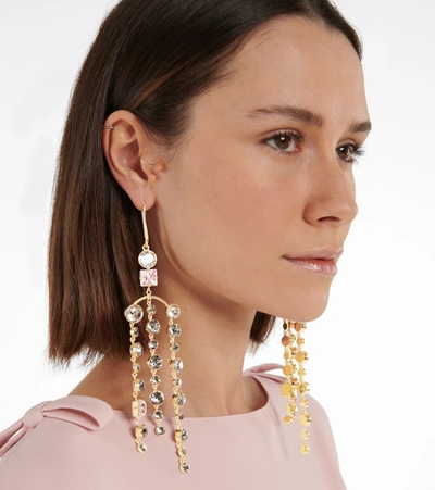 Shop Valentino Stones Of Light Crystal-embellished Earrings In Gold