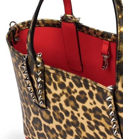 Shop Christian Louboutin Cabata Small Leopard-print Leather Tote In Brown