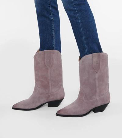 Shop Isabel Marant Duerto Suede Cowboy Boots In Purple