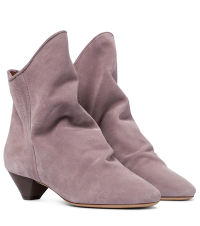 Shop Isabel Marant Doey Suede Ankle Boots In Purple