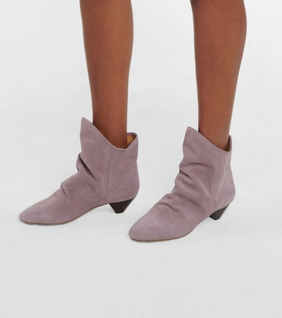 Shop Isabel Marant Doey Suede Ankle Boots In Purple