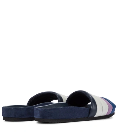 Shop Isabel Marant Hellea Leather And Suede Slides In Blue