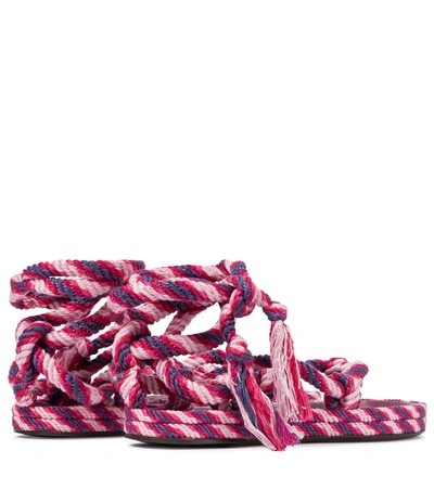 Shop Isabel Marant Erol Lace-up Thong Sandals In Pink