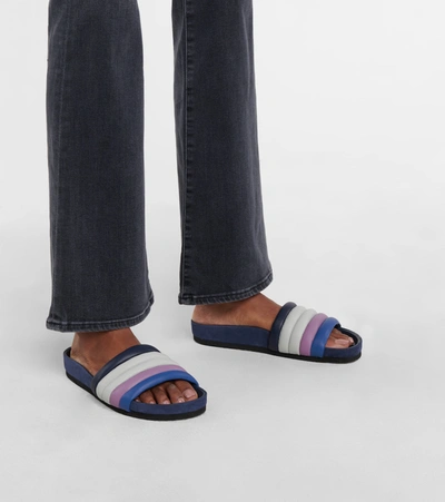 Shop Isabel Marant Hellea Leather And Suede Slides In Blue