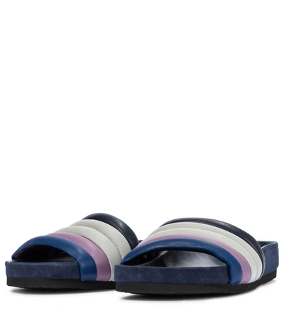 Shop Isabel Marant Hellea Leather And Suede Slides In Blue