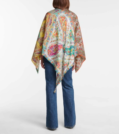 Shop Etro Printed Silk Shawl In Multicoloured