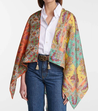 Shop Etro Printed Silk Shawl In Multicoloured