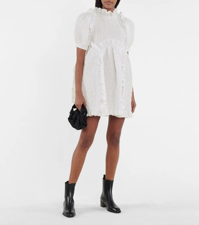 Shop Cecilie Bahnsen Lotta Cotton-blend Cloqué Minidress In White