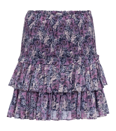 Shop Isabel Marant Étoile Naomi Floral Cotton Voile Miniskirt In Purple