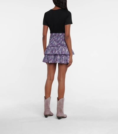 Shop Isabel Marant Étoile Naomi Floral Cotton Voile Miniskirt In Purple