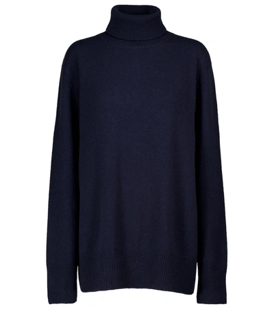 Shop The Row Milina Turtleneck Wool And Cashmere Sweater In Blue