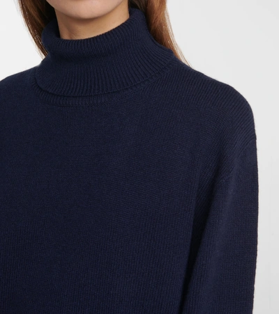 Shop The Row Milina Turtleneck Wool And Cashmere Sweater In Blue