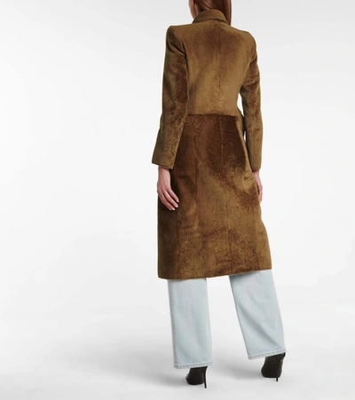 Shop Balenciaga Hourglass Shearling Coat In Brown