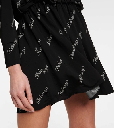 Shop Balenciaga Logo Stretch-jersey Minidress In Black