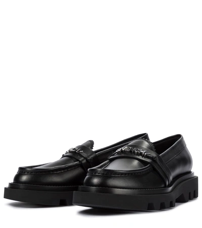 Shop Givenchy Elba Leather Loafers In Black