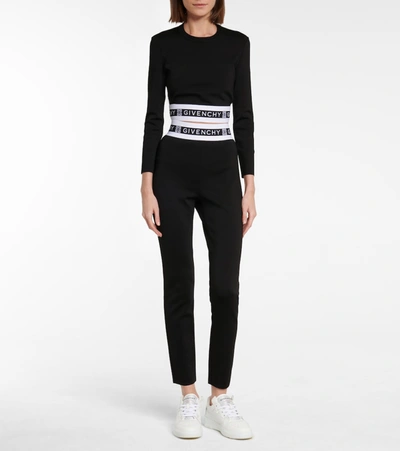 Shop Givenchy 4g High-rise Stretch-knit Leggings In Black